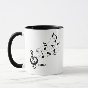 Mug Black & White Custom Text Music Enseignant/Étudian