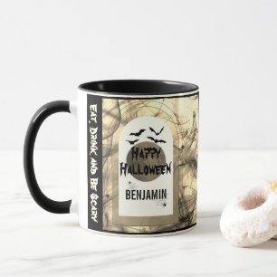 Mug Black White Mange Boire et faire peur Halloween he