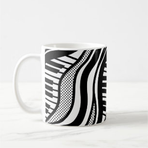 Mug Black White Piano Polka Vagues de musique