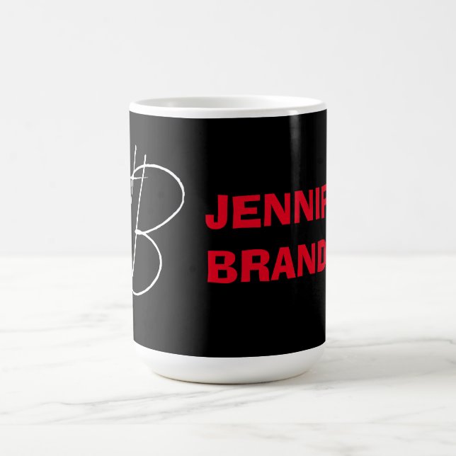 Mug Black White Red Handwriting Monogramme Ajouter un  (Centre)