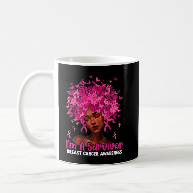 Mug Black Women Girl I'm A Survivor Breast Cancer Awar (Gauche)