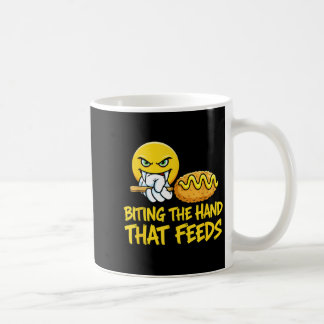 Mug Blague Emblème de la devise Mordre la main qui nou