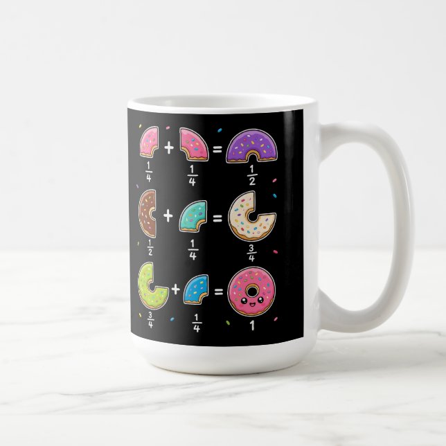 Mug Blagues de maths sur les fractions de beignets (Droite)