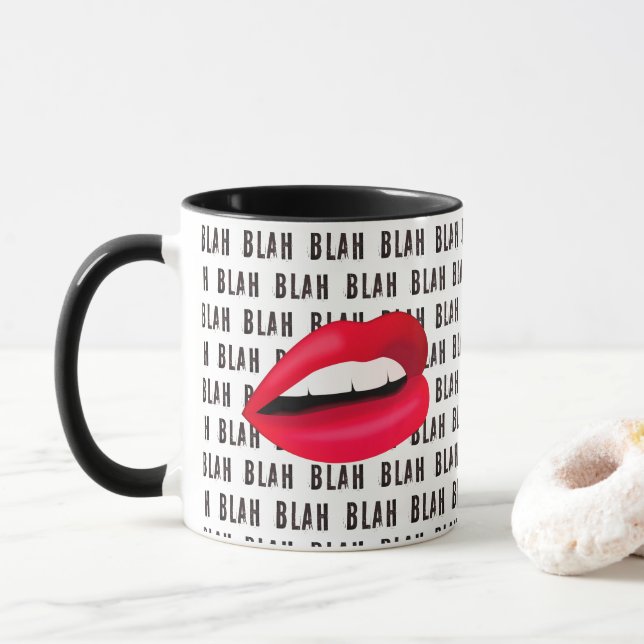 Mug "Blah Blah Blah" Bouches chaudes Pop-Art (Avec donut)