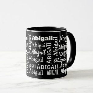 Mug Blanc ABIGAIL Nom Sur Noir