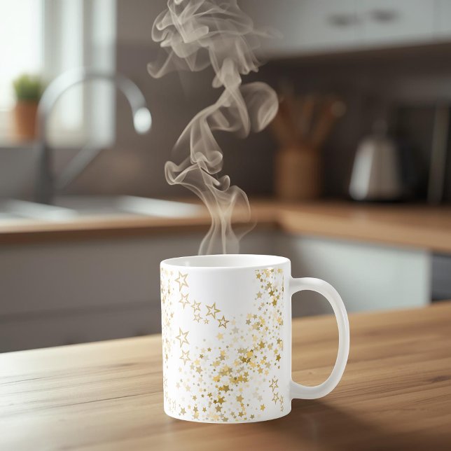 Mug blanc avec étoiles dorées (Créateur téléchargé)