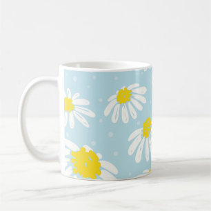 Mug Blanc bleu marguerite Arrière - plan sans couture