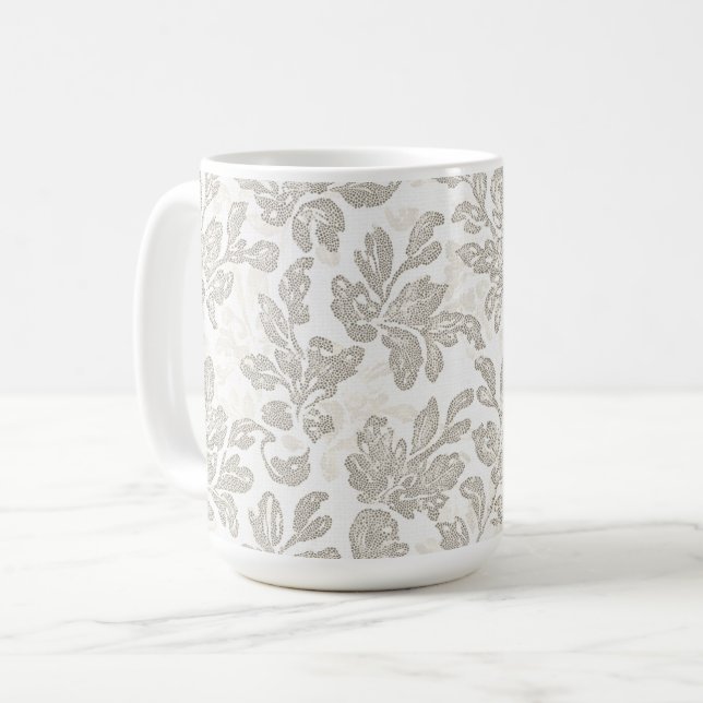 Mug Blanc Chic Crème Floral (Devant gauche)