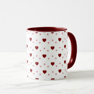 Mug Blanc – Cœurs Rouge Foncé et Clair