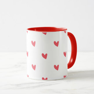 Mug Blanc – Cœurs Rouges Ondulés