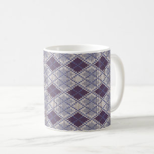 MUG BLANC EN MAILLE ARGYLE PRUNE