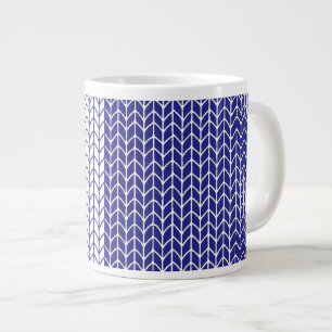 Mug BLANC GRAND FORMAT en Tricot BLEU & BLANC