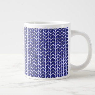 Mug Blanc Grand Tissu Tricoté Bleu Royal