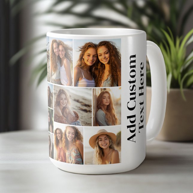 Mug Blanc minimal moderne avec 12 photos collage (Custom Photo Mug)