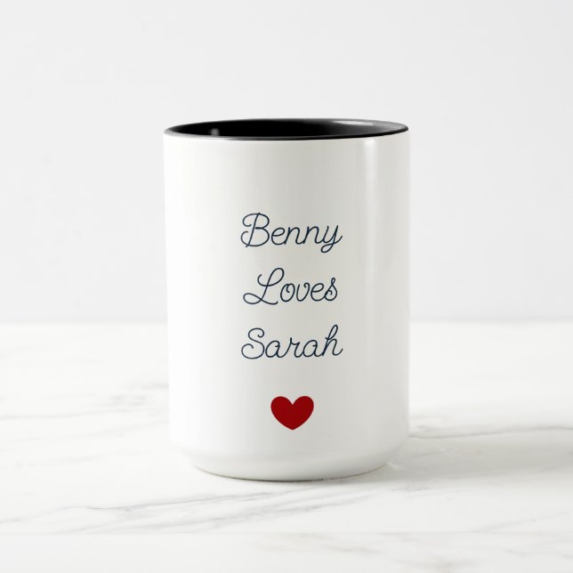 Mug Blanc & Noir avec coeur : Amour (Centre)