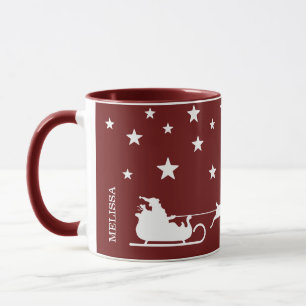 Mug Blanc Père Noël Sleigh Et Joyeux Texte De Noël Sur
