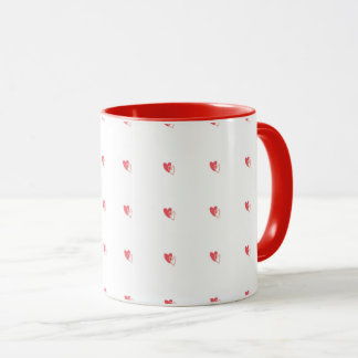 Mug Blanc – Petits Cœurs Rouges avec Centres Rempl