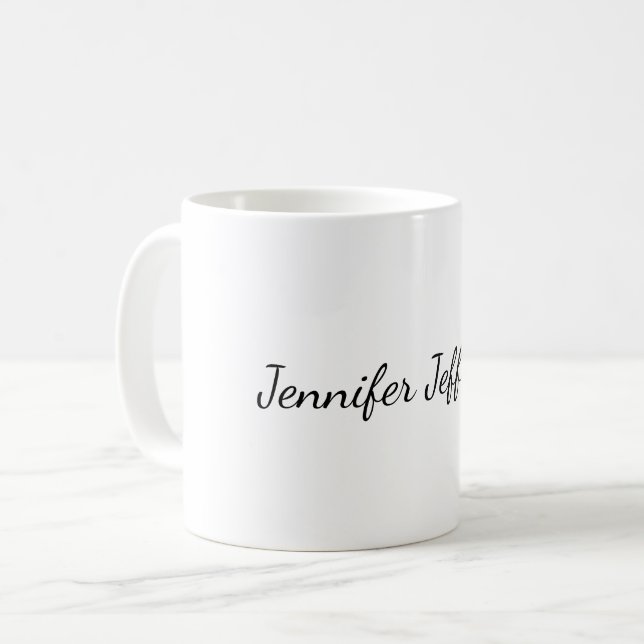 Mug Blanc Plaque moderne écriture manuscrite Votre nom (Devant gauche)
