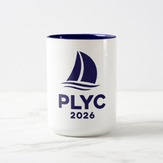 Mug blanc PLYC 2026 avec intérieur marine
