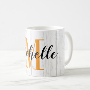 Mug Blanc rustique impression grain de bois personnali