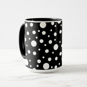 Mug Blanc sur le Motif de points Polka Noir