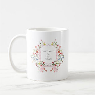 Mug Blason de mariage de jardin fantaisiste monogramme
