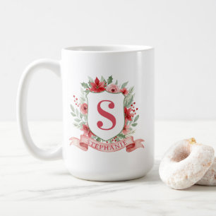 Mug Blason de vacances Grandmillennial Monogramme de