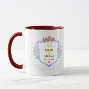 Mug Blason Floral Élégant avec Monogramme à Initiales