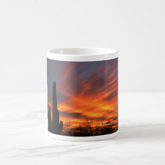 Mug-Blazing sunset with majestic clouds & sahuaro Coffee Mug