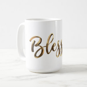Mug Blessant Elegant Faux Gold Script Inspirational