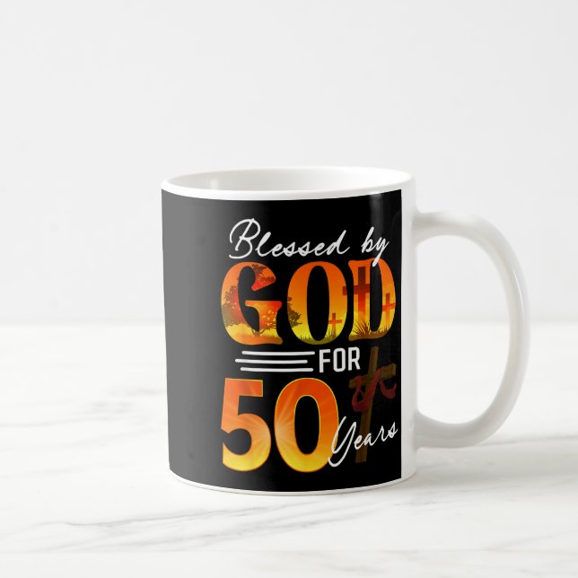 Mug Blessed By God For 50 Years Old Gift 50th Birthday (Droite)