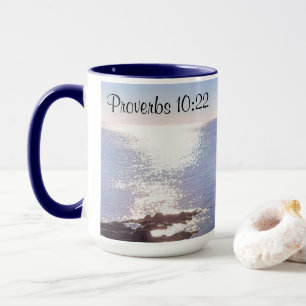 Mug Blessures de l'océan bleu étincelant Bible Verse