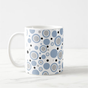 Mug Bleu ardoise argent noir cercles géométriques