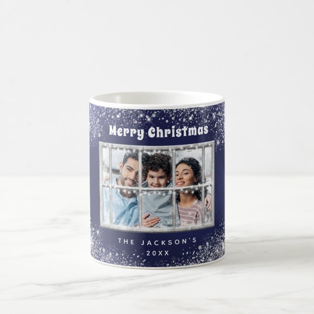 Mug Bleu argent neige photo hiver (Centre)