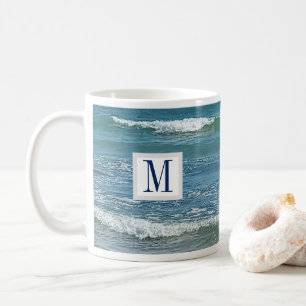 Mug Bleu Atlantique Rive simple initiale unique
