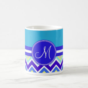 Mug Bleu aztèque coloré Andes Chevron Zig Zags