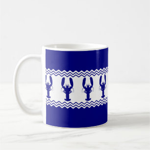 Mug Bleu Blanc Côtier Homard Grandes