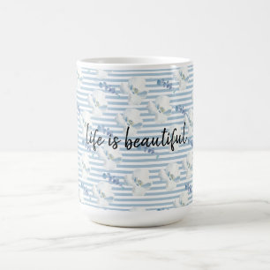 Mug Bleu blanc Fleur Eucalyptus raypes