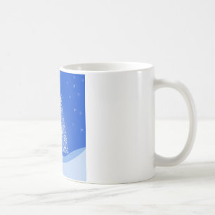Mug Bleu Blanc Joyeux Arbre de Noël Étoiles Nuit Lumiè