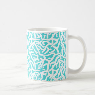 Mug Bleu blanc nautique de motif de récif coralien de
