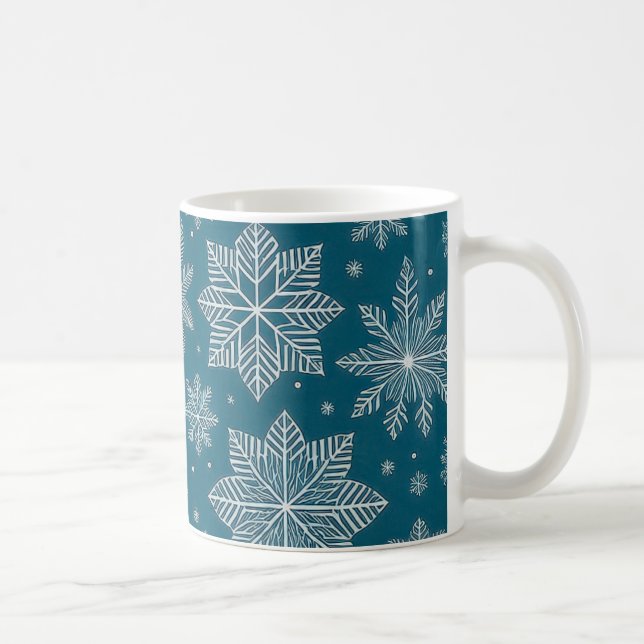 Mug Bleu blanc Noël Fête Motif (Droite)