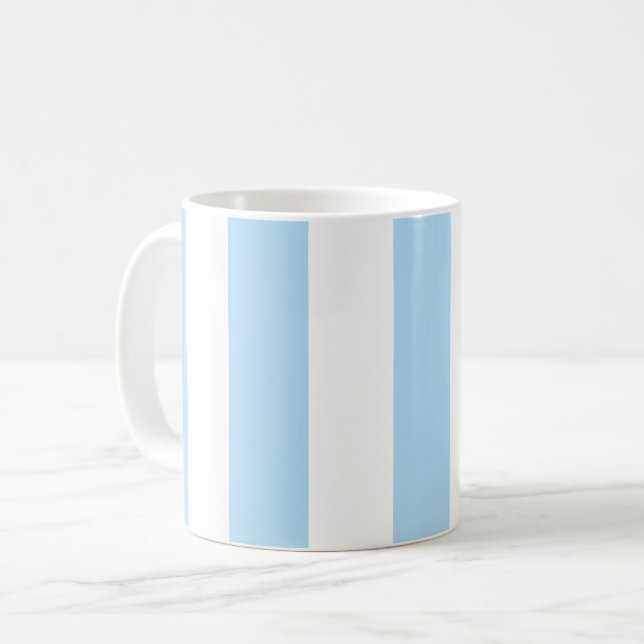 Mug Bleu, Blancs, Motif rayé (Devant gauche)