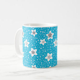 Mug Bleu céleste pois rétro avec des étoiles