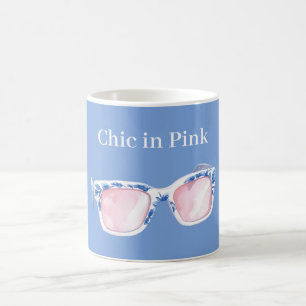 Mug Bleu Chic En Lunettes De Soleil Roses