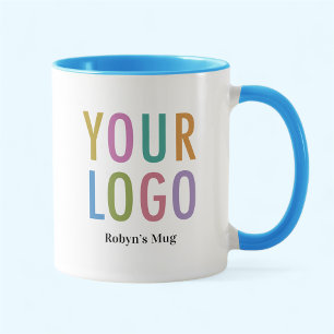 Mug Bleu Ciel et Blanc avec Logo d'Entreprise Impr
