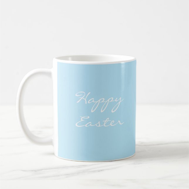 Mug Bleu clair Personnaliser Monogramme simple Pâques (Gauche)