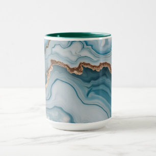Mug Bleu clair rose or Agitation marbre Design moderne