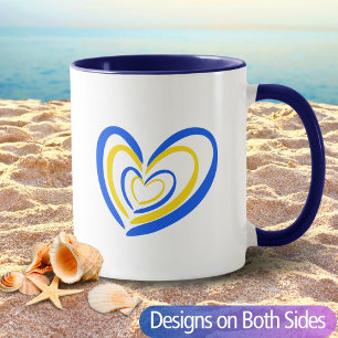 Mug Bleu Coeur Jaune Paix Anti Guerre Ukraine Inspiré