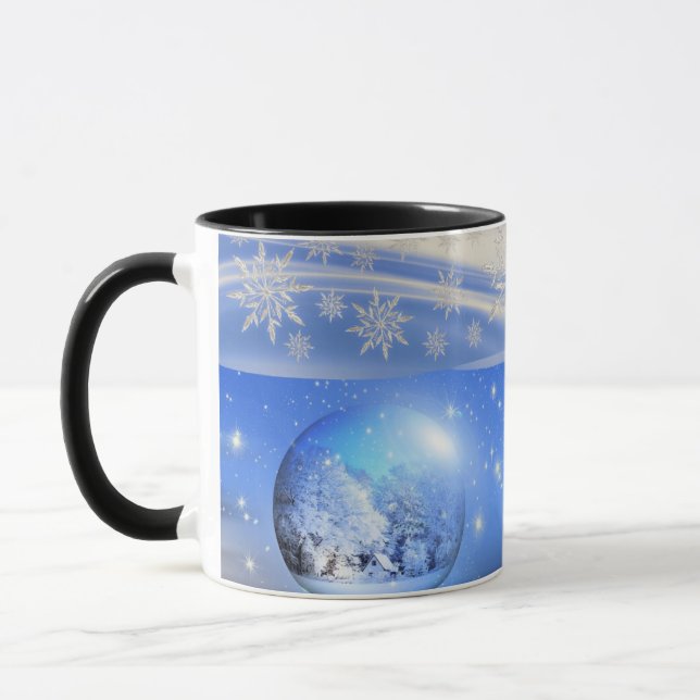 Mug Bleu de flocons de neige intacte Musique pour papa (Gauche)