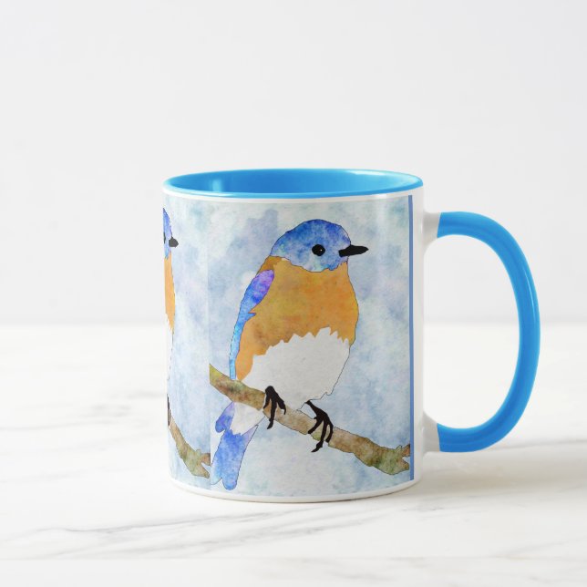 Mug Bleu de l'Est - mâle - muqueuse à l'aquarelle (Droite)